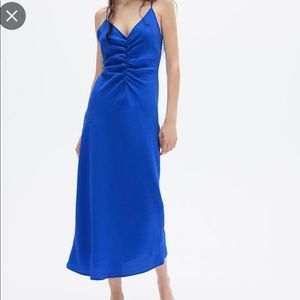 Zara midi strap slip dress blue S